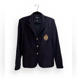 LADIES Ralph Lauren Emblem Women's Navy Blazer with Gold Buttons